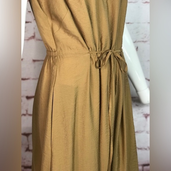VINCE Cross-back Sleeveless Midi dress Caramel Brown M Size Medium New With Tags - Picture 8 of 16